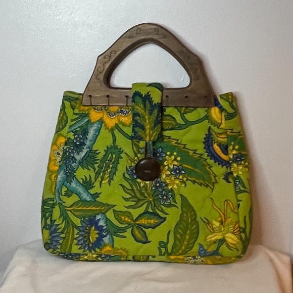 Sixties vintage grandma chic quilted wood handbag - Picture 2 of 13